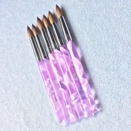 Brushes 1Pcs UV Gel Carving Pen Liquids Powder Manicure Tips Tool Big Size 24 Round Sharp Crystal Pink Nail Acrylic Brush Kolinsky Sable f