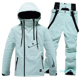 Einfarbiger Skianzug für Herren und Damen, wasserdicht, winddicht, Snowboard-Sets, Schneejacke, Hose, Winter-Skibekleidung für Paare