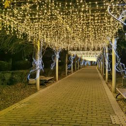 Strings Led Icicle String Lights 4m 20m Street Garland On The House 8 Modes Christmas Outdoor For Year Decoration