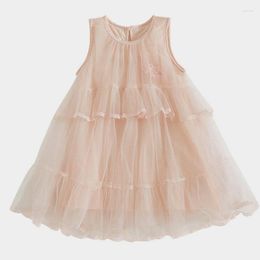 Girl Dresses Fashion Baby Sleeveless Dress Lace Child Tulle Vestido Party Skirt Pageant Birthday Embroidery Kids Clothes 1-13Y