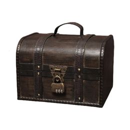 Wooden Pirate Jewelry Storage Box Vintage Treasure Chest for Wooden Organizer 231220