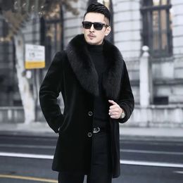 Winter and Autumn Warm Men's Thick Top Fluffy Wool Fake Fur jacket long sleeved cardigan Z74 231220