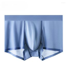 Underpants Men Trunks Ultra-Thin Ice Silk Underwear See-Through U Convex Pouch Male Stretch Shorts Summer Breathable Panties