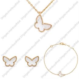 Ccss Pendant Necklaces Designer Necklace Bracelet Earrings Luxury Jewelry Butterfly for Women White Shell Rose Gold Wedding Gift Stainles