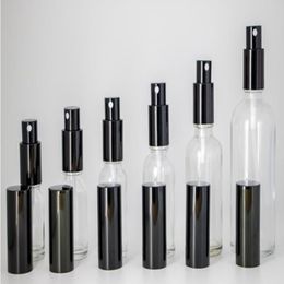 Wholesale Lot Clear Glass Spray Bottles 10ml 15ml 20ml 30ml 50ml 100ml Portable Refillable Bottles with Perfume Atomizer Black Cap Kkujb