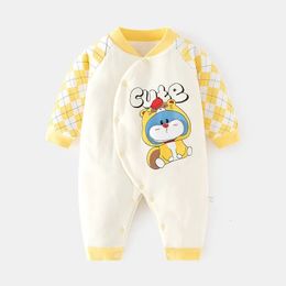 Baby Boy Clothes 0 To 3 Months born Girls Bodysuits Thick Warm Cartoon Pictures Print Winter Born Jumpsuits 231221