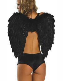 Set Large 60*45cm Feather White Black Halloween Sexy Dark fallen Angel wings Y1892611