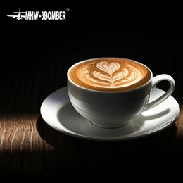 MHW-3BOMBER Bone-china Coffee Cup with Espresso Spoon Saucer Set for Cappuccino Tea Latte Art Mugs Home Barista Accessorie 231221