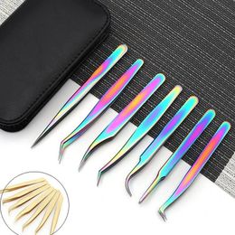 Tools Makeup Tools 7PCS Female lashes tweezers Set makeup tools False Eyelash Clip Pliers eyelash Eyebrow Tweezers For Hair Nail Art 230