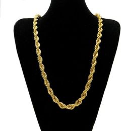 Vecalon 10mm Thick 76cm Long Rope ed Chain 24K Gold Plated Hip hop ed Heavy Necklace For mens243B