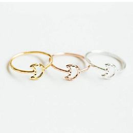 Whole Hollow Moon Rings Hammered Line Crescent Moon Knuckle Ring Size For Women Girls Fashion Rings R0662772287