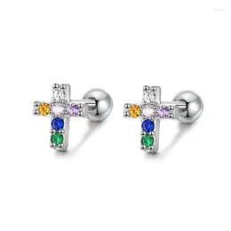Stud Earrings 925 Silver Needle Crystal Cross Earring For Women Girls Party Wedding Y2K Jewellery Gifts Eh1320