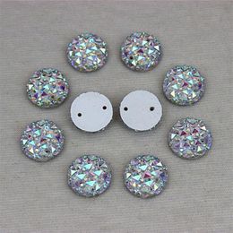 12mm 300PCS Crystal AB Acrylic Flat Back Round Circle Shape Acrylic Rhinestone Sew On 2 Hole2696