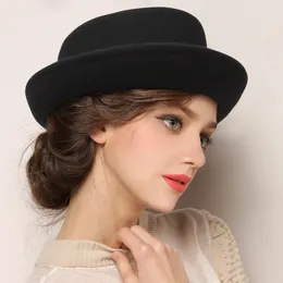 Wool Felt Pork Pie Hats Men Wide Brim Black Church Fedora Mans Hat Jazz Vintage Ribbon Trilby Panama Gangsters Caps Y200110