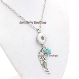 Newest Interchangeable Snap Necklace 18mm Snap Vintage Angel Wing Pendant Necklace for Interchangeable Button 18mm Snap Jewelry221C