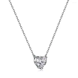 Chains S925 Sterling Silver Necklace Design Feels Small And Versatile Exquisite Heart Shaped Zircon Pendant Collar Chain
