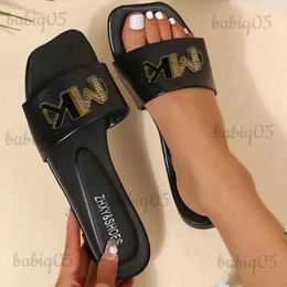 Slippers Women Luxury Decor Flat Sandals Charm Open-toe Vacation Casual Slides Party Elegant Office-Ladies Shoes T231221