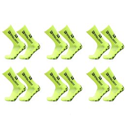 6Pairs Round Silicone Suction Non Slip Football Socks Sports Training Sock Green 231220