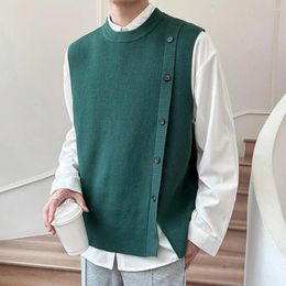 Men's Vests Men Sweater Vest Fall Winter Sleeveless Knitted With Single-breasted Buttons Casual Solid Colour Soft Cardigan