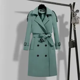 Women's Trench Coats Classic Long Belt Coat Women Oversize 4XL Solid Colour Formal Office Gabardinas Mujer Elegant Fall Spring Overcoats N54