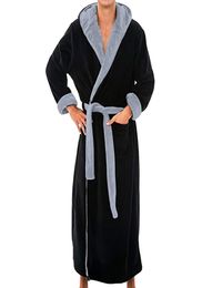 Men Winter Extra Long Bathrobe Mens Warm Flannel Long Kimono Bath Robe Coat Male Bathrobes Night Dressing Gown Home Clothes 45B9498781