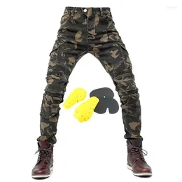 Men's Pants Camouflage Motorcycle Men Anti-fall With Protective Gear Cycling Denim Joggers Mens Elasticity Straight Riding Trousers
