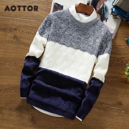 Men's Sweaters Sweater Cashmere Sweater Thick Warm Pullovers Men Autumn O Neck Long Sleeve Colour Block Patchwork Slim Knitted Pullover Sweater J231220