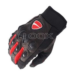 Leather Gloves Corse Motor Motorcycle Motorbike Racing Driving Riding Black Red For Ducati Team Gloves H1022312W