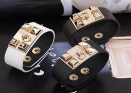 New Fashion Unique Designer JewelryCharm Crystal BraceletsPunk Rock Style Leather Cuff Bracelet Wristband Bangle5960789