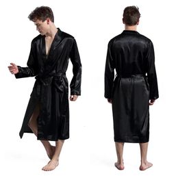 Men's V Neck Satin Robe Kimono Long Bathrobe Pyjamas Nightgown Sleepwear Christmas for Wedding Party T40 231220