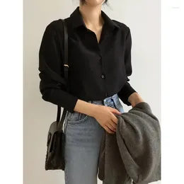 Women's Blouses Summer Arrival Women Solid Black Chiffon Blouse Long Sleeve Casual Shirt Korean BF Style Chic Tops Feminina Blusa T0