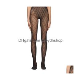 Letter G/L/C/F Sexy Mesh Long Desinger Stockings Home Textile Women Delicate Womens Tights Net Stocking Ladies Wedding Party Pantyh Dhb6I