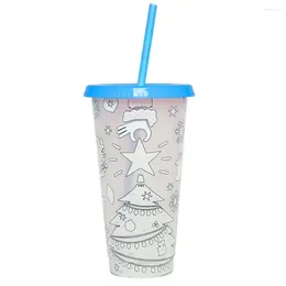 Tumblers Color-changing Coffee Cup Christmas Tumbler With Magical Colour Changing Lid Straw For Ice Drinks 710ml Food-grade