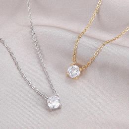 Pendant Necklaces Stainless Steel Classics Four Paws Zircon Necklace Simple Exquisite Gold Colour For Women Engagement Jewellery