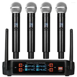 Microphones Microphones UHF 4 Channel Wireless Microphone System With 2 Cordless Handheld Mics Lavalier Headset 328 Ft For Karaoke Party Weddi