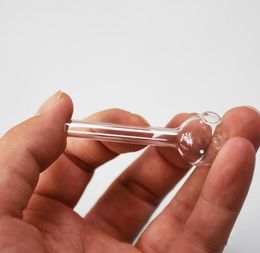 65mm Length Mini Clear Glass Pipes Oil Burner Tubes Nail Tips Burning Jumbo Pyrex Small Concentrate Pipes Thick Quality Transparen3752215