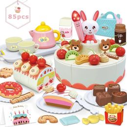 Children s Birthday Cake Toys Play Home Afternoon Tea Party Set Kitchen with Light Music Early Education 231220