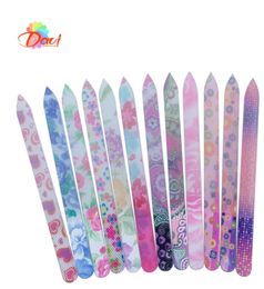 50Pcslot Glass Nail File Durable Crystal new flower pattern Manicure Files Tool7417294