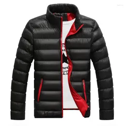 Men's Jackets Men Winter Thick Short Padded Jacket Stand Collar Zipper For Warmth Slim Solid Color Casual Coats M-5XL