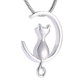 IJD10014 Moon & Cat Stainless Stee Cremation Jewelry For Pet Memorial Urns Necklace Hold Ashes Keepsake Locket Jewelry233Y