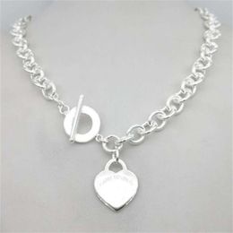 Sterling silver 925 classic fashion heart tag pendant ladies necklace jewelry holiday gift 210929239A