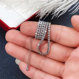 Chains Simple Fashion Female White Cubic Zirconia Eternity Necklace For Women 3 Colour To Choose Anniversary Gift Wedding Jewellery