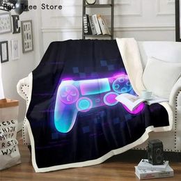 Blankets Teens Gamepad Plush Bed Blanket Throw Cover Kids Video Game Throw Blanket 3D Gaming Joystick Flannel Blanket Modern Gamer DPad