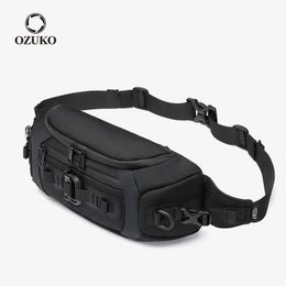 OZUKO Fashion Men Waist Bag Outdoor Sports Tactical Fanny Pack Multifunction Waterproof Male Chest Mens Crossbody Bags Bum 231220