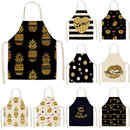 1pc Bronzing Kitchen Apron for Woman Sleeveless Cotton Linen Aprons Home Cooking Baking Bibs Cleaning Tools 55x68cm