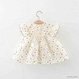 Girl's Dresses Children's Clothing Summer New Sweet Beauty Children's Doll Shirt Princess Dress Flower Embroidery Small Round Dot Loose Bubble