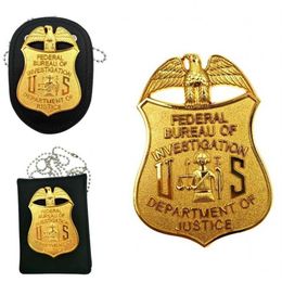 Pins Brooches Universal Detective Leather Badge Holder With Chain & Clip For Men Gift Cos Badgeholder Collectible Props Accessori318L