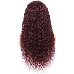 13x4 Spitze vordere Perücke 99J Burgunderfarbe Yirubeauty Indian Jungfrau Hair Products Wasserwelle frei Teil 12-32 Zoll 150% 130% 180% Dichte