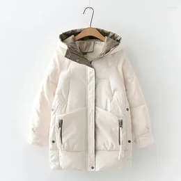 Women's Trench Coats 2023 Women Winter Warm Thick Hooded Cotton Down Jacket Est Long Padded Parka For Oversize 3XL Loose Coat