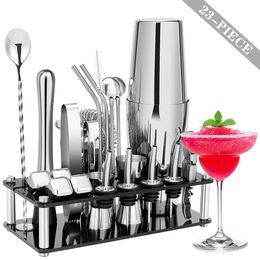 23-Piece Cocktail Shaker Set Stainless Steel Martini Mixer Drink Bartender Kit Bar Party Tools 550750ML Boston Cocktail Shaker 231220